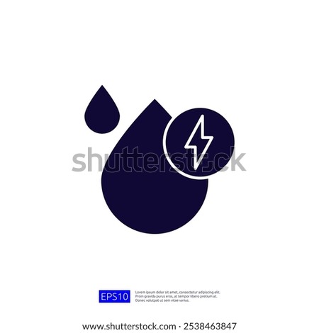 The image features a stylized water droplet with a lightning bolt, symbolizing energy or power related to water. It suggests themes of sustainability or energy efficiency.