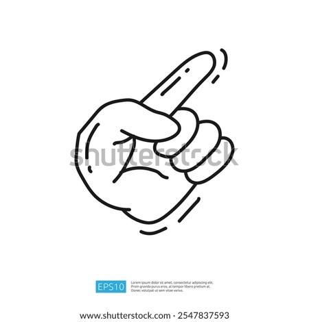 A simple line drawing of a hand with an extended index finger, suggesting a gesture of pointing or indicating something.