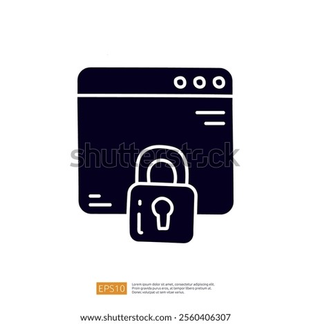 This image features a web browser window with a padlock symbol, representing online security and privacy in digital environments.