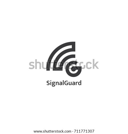 initial letter G logo. signal wave wifi wireless audio concept.