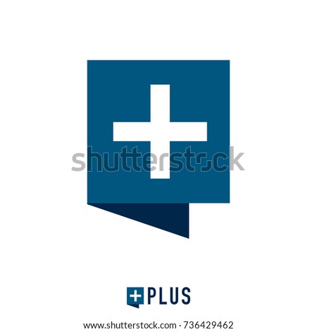 square cross plus mark logo icon concept for medic app. chat bubble. vector illustration.