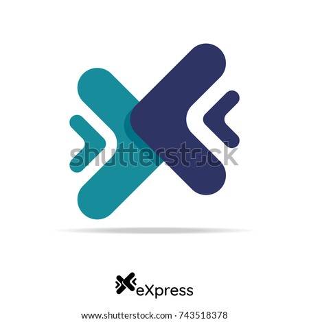 express money change logo. internet digital fast transfer icon. logistic delivery courier provider. letter x sign. abstract providence box symbol. internet thinks concept design. vector illustration