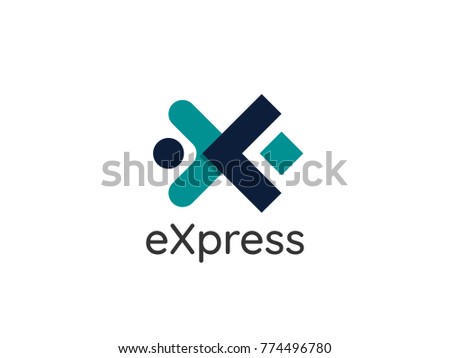 logistic delivery courier transport service logo. minimal  initial letter x symbol. connect people person logo. money finance and internet thinks concept design.