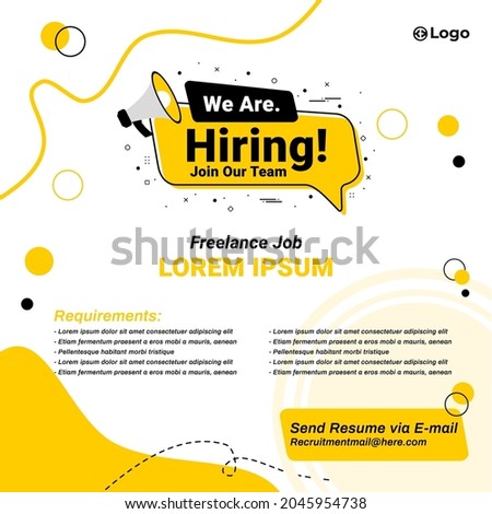 Recruitment advertising template. Recruitment Poster, Job hiring poster, social media, banner, flyer. Digital announcement job vacancies layout