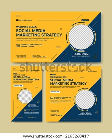 Set of digital marketing webinar business social media post. Layout templates for stories, thumbnail screens waiting for live video streams, and square banners. Digital marketing vector illustration.