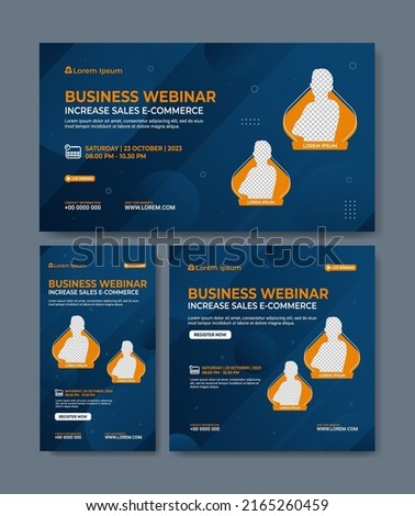 Set of digital marketing webinar business banners. Layout templates for stories, thumbnail screens waiting for live video streams, and square for social media posts.