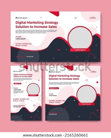 Set of webinar business banners. Layout templates for stories, thumbnail screens waiting for live video streams, and square banners for social media posts. Digital marketing vector illustration.