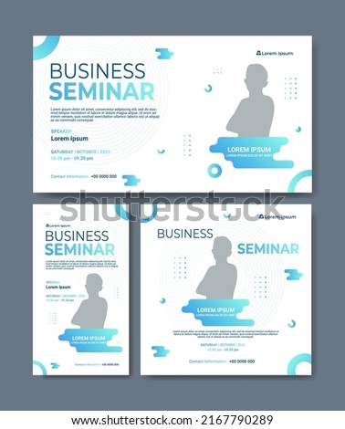 Set of webinar business for social media post. Layout templates for stories, thumbnail screens waiting for live video streams, and square banners for social media posts.