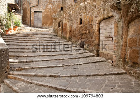 old stairs in Pitigliano, south Tuscany