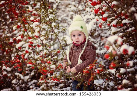 Boy outside in the snow