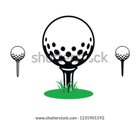 golfball on a Tee graphic, icon, logo, symbol, grass,