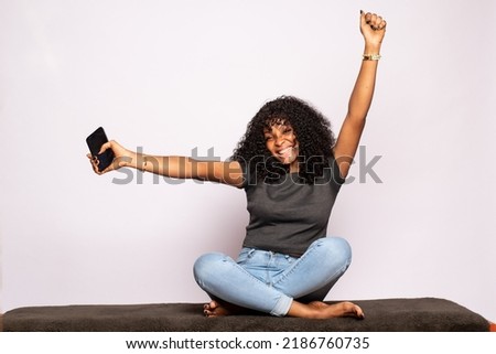 Similar – Image, Stock Photo Woman delighting in views near lake and mountains