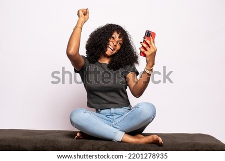 Similar – Image, Stock Photo Woman delighting in views near lake and mountains