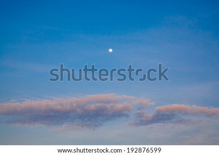 Vintage Blue sky with clouds and Moon for background in bangkok, Thailand