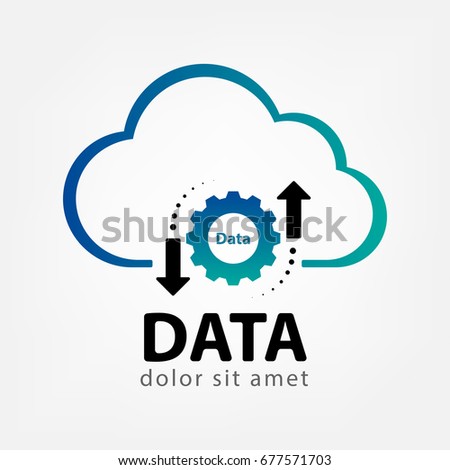 Cloud logo template, Data with cloud computing technology concept design vector illustration