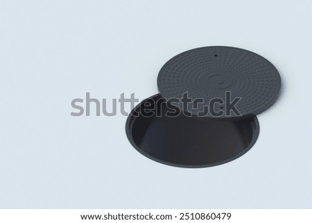 Similar – Image, Stock Photo round manhole cover on rain wet road