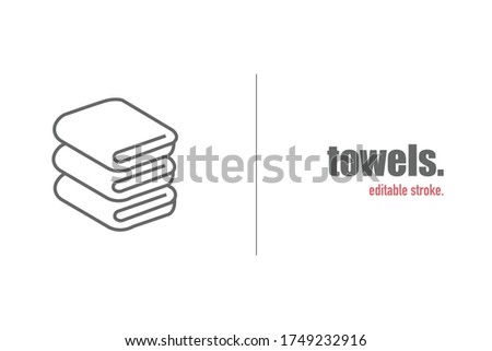 Thin line towel vector isolated on white background. Editable stroke. Eps10. Minimalist home and bathroom stuff icons. 