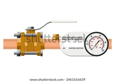 Medical gas Shut Off Valve panel, Hospital Area Valve Box Combined with Medical Gas Alarm System. Flat design.