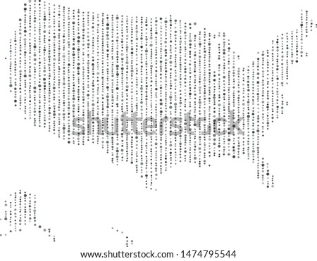 Vector USA map filled with a texture of vertically arranged gray circles