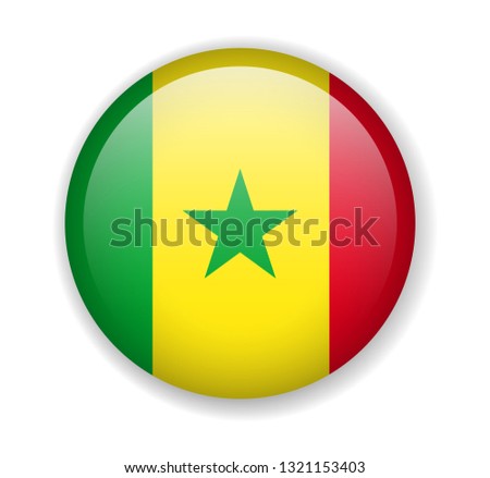 Senegal flag round bright icon vector Illustration