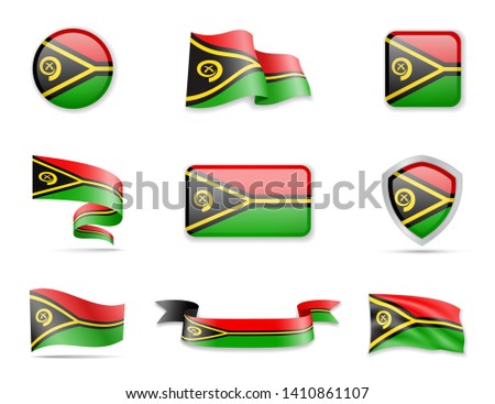 Vanuatu flags collection. Vector illustration set flags.