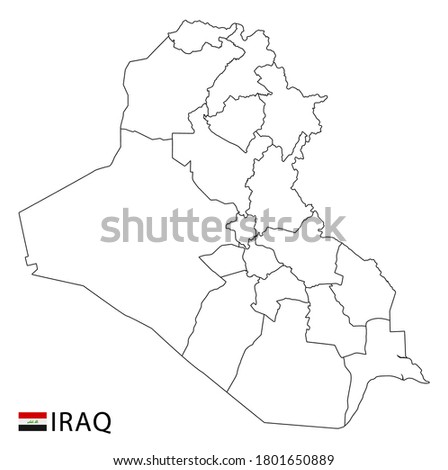 Iraq map, black and white detailed outline regions of the country. Vector illustration