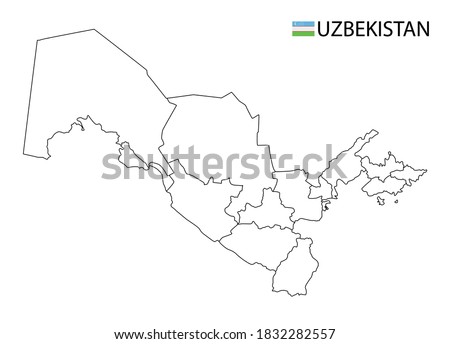 Uzbekistan map, black and white detailed outline regions of the country. Vector illustration
