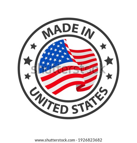 Made in the USA icon. Stamp sticker. Vector illustration