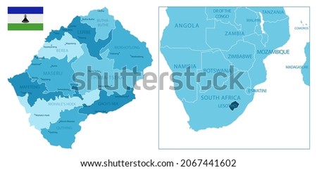Lesotho - highly detailed blue map. Vector illustration