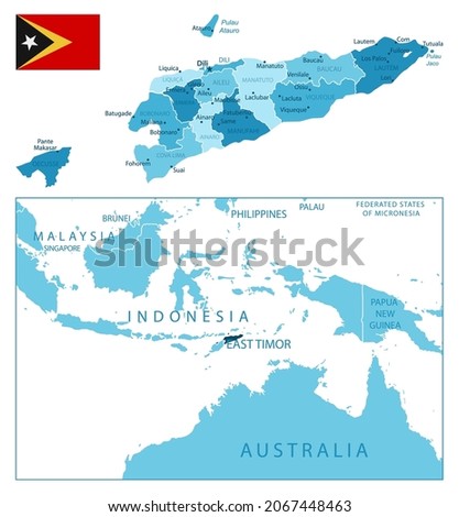 East Timor - highly detailed blue map. Vector illustration