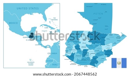 Guatemala - highly detailed blue map. Vector illustration