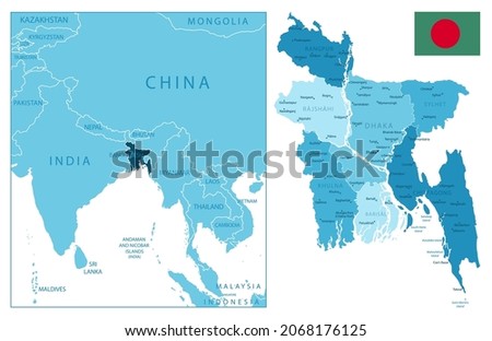 Bangladesh - highly detailed blue map. Vector illustration