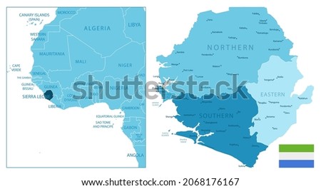 Sierra Leone - highly detailed blue map. Vector illustration