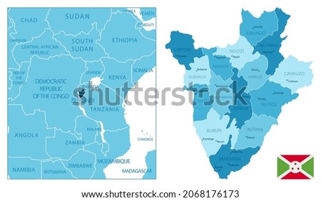 Burundi - highly detailed blue map. Vector illustration