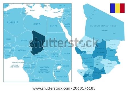 Chad - highly detailed blue map. Vector illustration