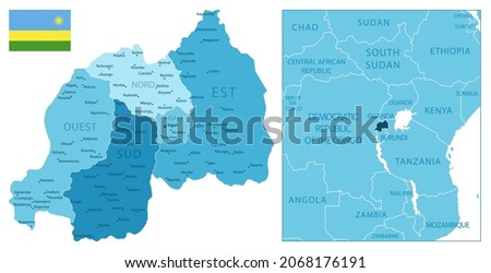 Rwanda - highly detailed blue map. Vector illustration