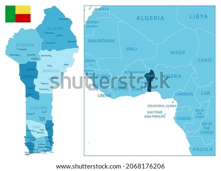 Benin - highly detailed blue map. Vector illustration