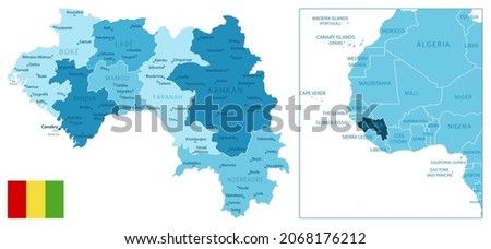 Guinea - highly detailed blue map. Vector illustration