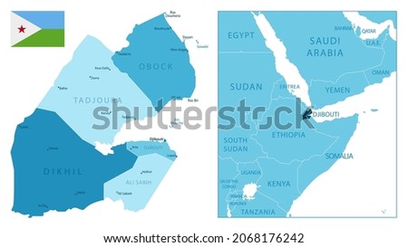 Djibouti - highly detailed blue map. Vector illustration