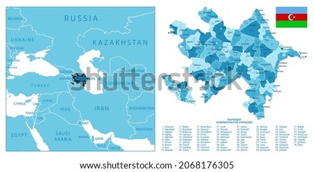 Azerbaijan - highly detailed blue map. Vector illustration