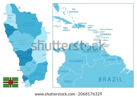 Dominica - highly detailed blue map. Vector illustration