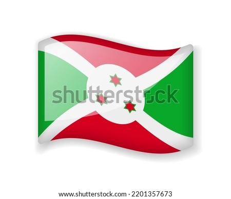 Burundi flag - Wavy flag bright glossy icon isolated on white background