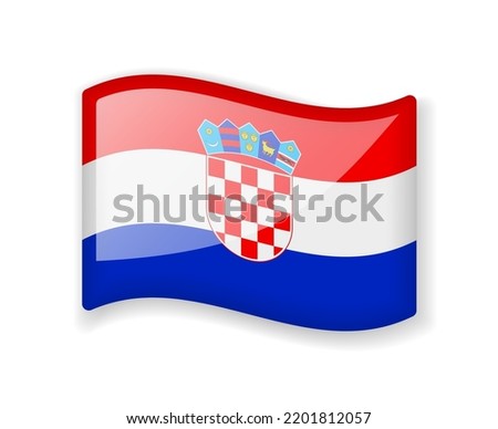 Croatia flag - Wavy flag bright glossy icon isolated on white background
