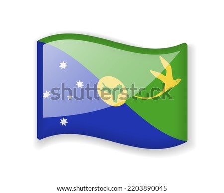 Christmas Island flag - Wavy flag bright glossy icon isolated on white background