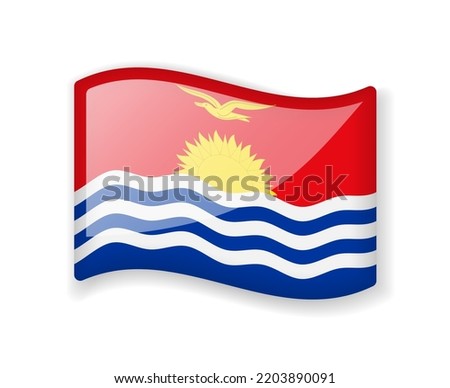 Kiribati flag - Wavy flag bright glossy icon isolated on white background