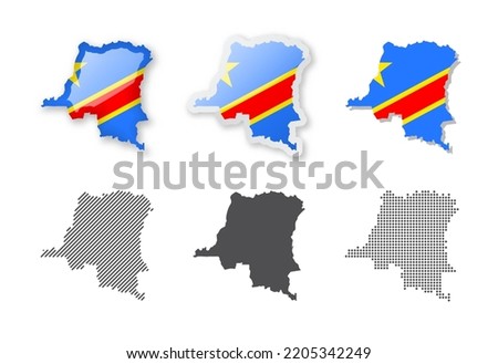 Democratic Republic of the Congo - Maps Collection. Six maps of different designs. Set of vector illustrations