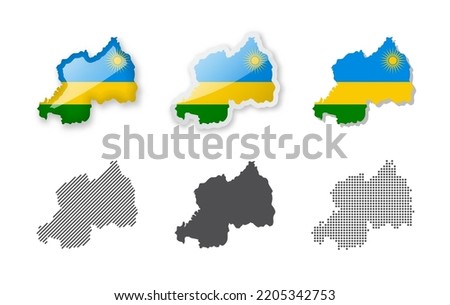 Rwanda - Maps Collection. Six maps of different designs. Set of vector illustrations