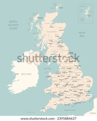 United Kingdom - detailed map with administrative divisions country. Vector illustration