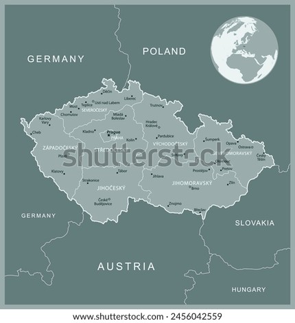 Czech Republic - detailed map with administrative divisions country. Vector illustration