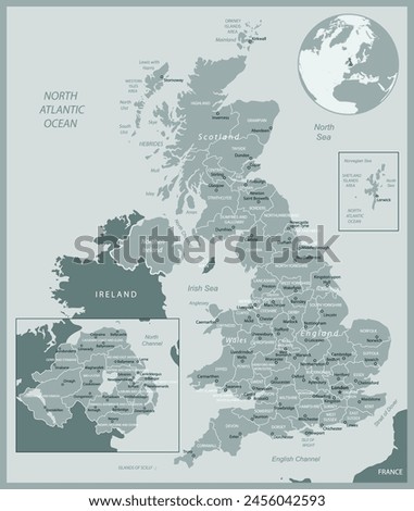 United Kingdom- detailed map with administrative divisions country. Vector illustration